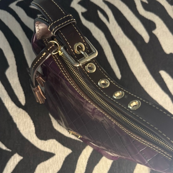 Dooney & Bourke Plum Croc-Embossed Shoulder Bag - Picture 9 of 15